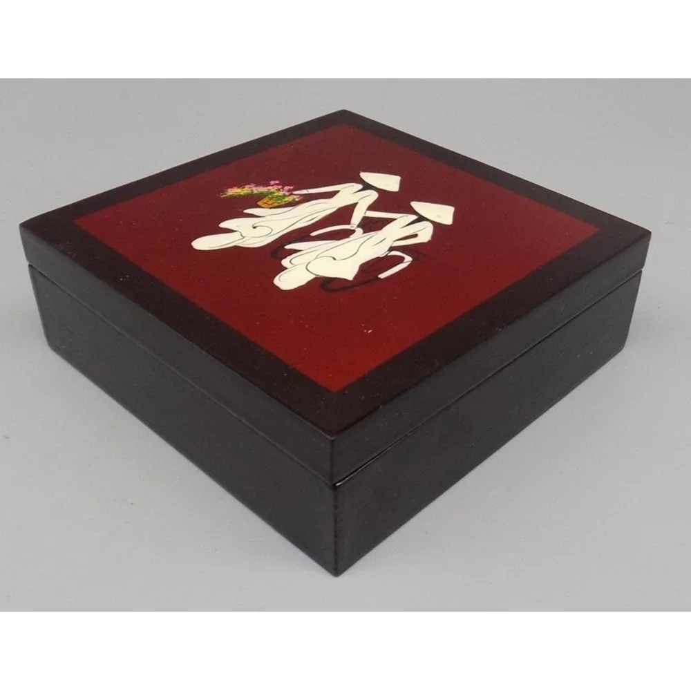 6 Vtg Vietnamese Lacquer Coasters w/ Box Hand-Painted Áo Dài Art HOI AN Unused
